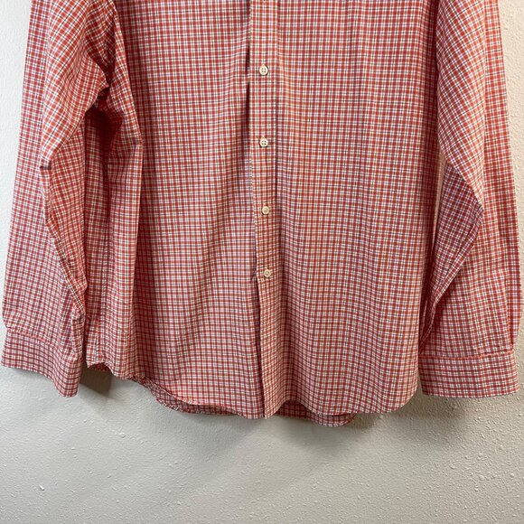 Ralph Lauren Men's Orange/White Plaid Cotton Button-Down Shirt with Logo, XL - Picture 5 of 13